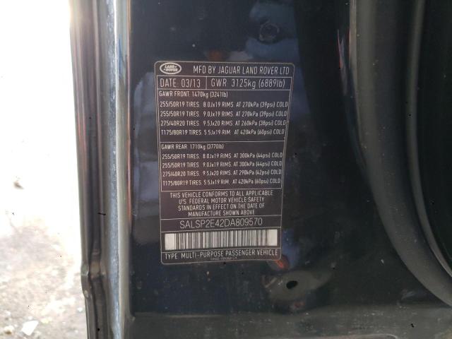 SALSP2E42DA809570 - 2013 LAND ROVER RANGE ROVE AUTOBIOGRAPHY BLACK photo 12