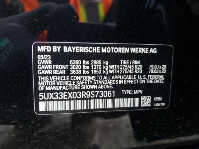 5UX33EX03R9S73061 - 2024 BMW X6 XDRIVE40I BLACK photo 13