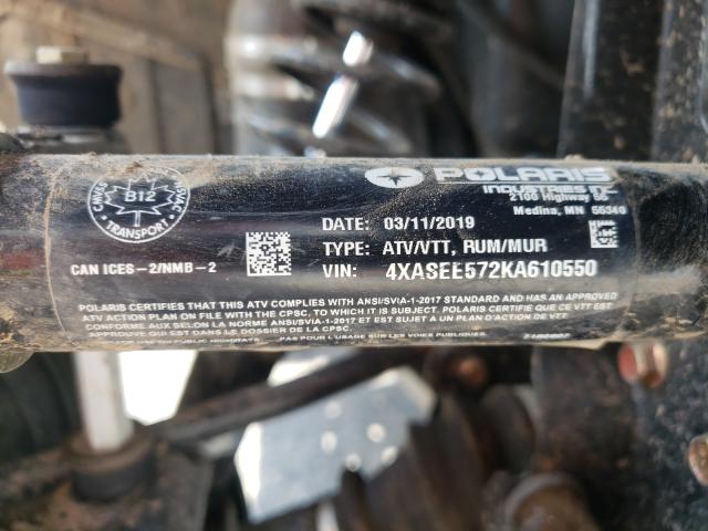 4XASEE572KA610550 - 2019 POLARIS SPORTSMAN 570 EPS 绿色 照片 10