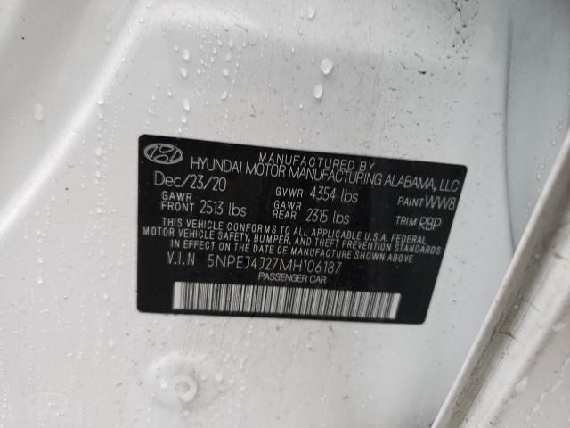 5NPEJ4J27MH106187 - 2021 HYUNDAI SONATA SEL PLUS WHITE photo 12