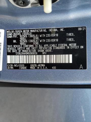 5TDGZRAH9MS080656 - 2021 TOYOTA HIGHLANDER XLE 银色 照片 14