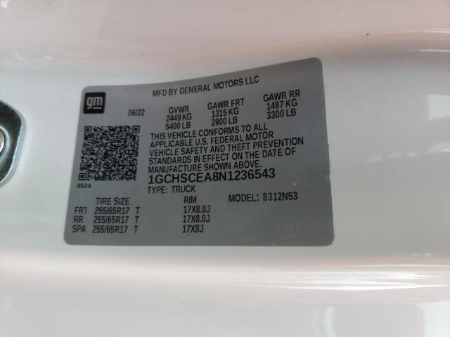 1GCHSCEA8N1236543 - 2022 CHEVROLET COLORADO LT WHITE photo 13