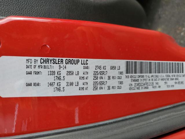 2C4RDGCG4FR512128 - 2015 DODGE GRAND CARA SXT RED photo 13