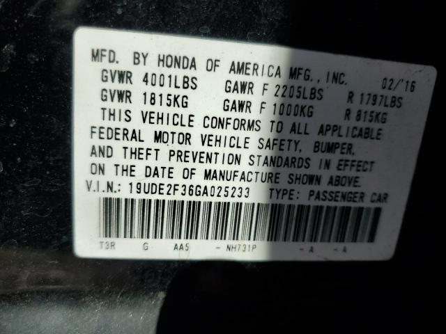 19UDE2F36GA025233 - 2016 ACURA ILX BASE WATCH PLUS BLACK photo 12