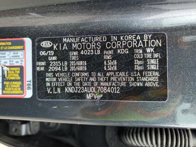 KNDJ23AU0L7084012 - 2020 KIA SOUL LX CHARCOAL photo 12