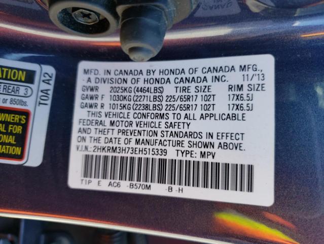 2HKRM3H73EH515339 - 2014 HONDA CR-V EXL BLUE photo 14