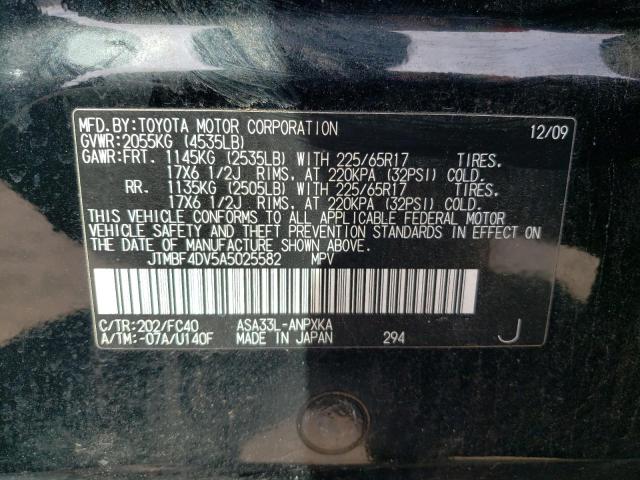 JTMBF4DV5A5025582 - 2010 TOYOTA RAV4 BLACK photo 13