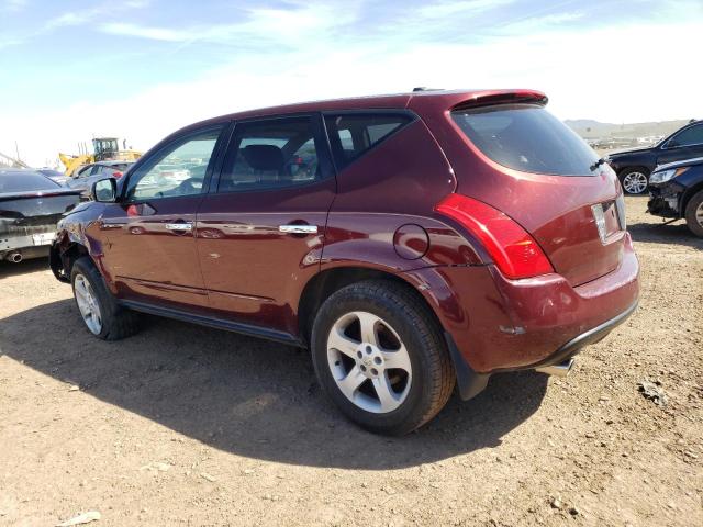 JN8AZ08T85W328218 - 2005 NISSAN MURANO SL MAROON photo 2