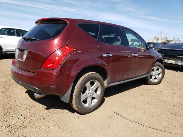 JN8AZ08T85W328218 - 2005 NISSAN MURANO SL MAROON photo 3