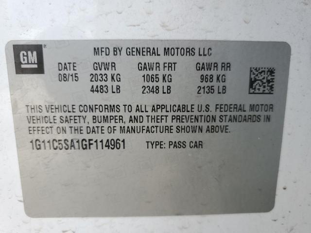 1G11C5SA1GF114961 - 2016 CHEVROLET MALIBU LIM LT 白色 照片 12