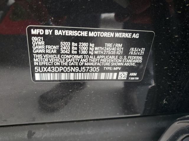 5UX43DP05N9J57305 - 2022 BMW X3 SDRIVE30I GRAY photo 13