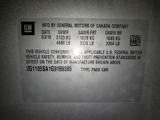 2G1105SA1G9189385 - 2016 CHEVROLET IMPALA LT SILVER photo 12