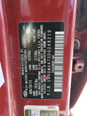 5XXGM4A73DG248219 - 2013 KIA OPTIMA LX RED photo 12