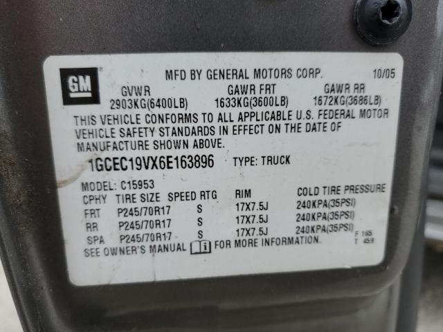 1GCEC19VX6E163896 - 2006 CHEVROLET SILVERADO C1500 SILVER photo 12