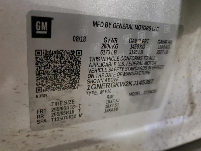 1GNERGKW2KJ145387 - 2019 CHEVROLET TRAVERSE LT SILVER photo 13