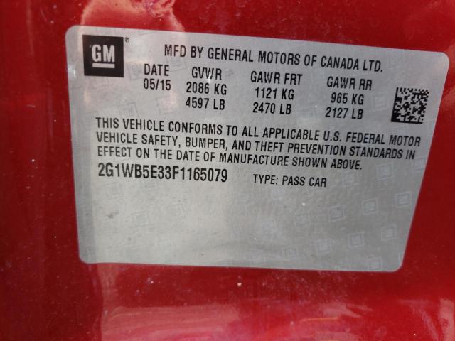 2G1WB5E33F1165079 - 2015 CHEVROLET IMPALA LIM LT RED photo 12