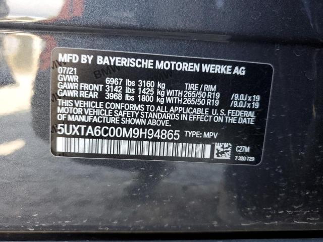 5UXTA6C00M9H94865 - 2021 BMW X5 XDRIVE45E GRAY photo 14