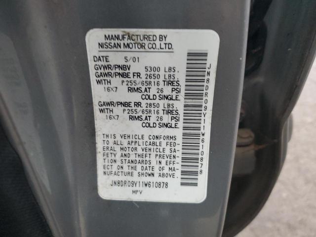 JN8DR09Y11W610878 - 2001 NISSAN PATHFINDER LE 银色 照片 12