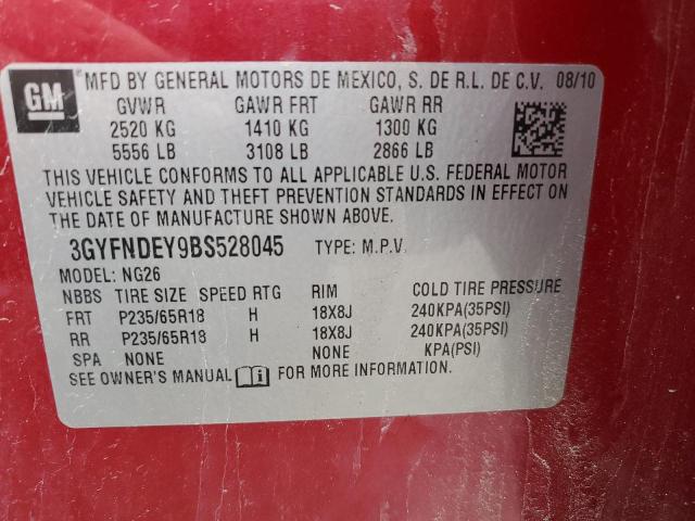 3GYFNDEY9BS528045 - 2011 CADILLAC SRX LUXURY COLLECTION RED photo 13