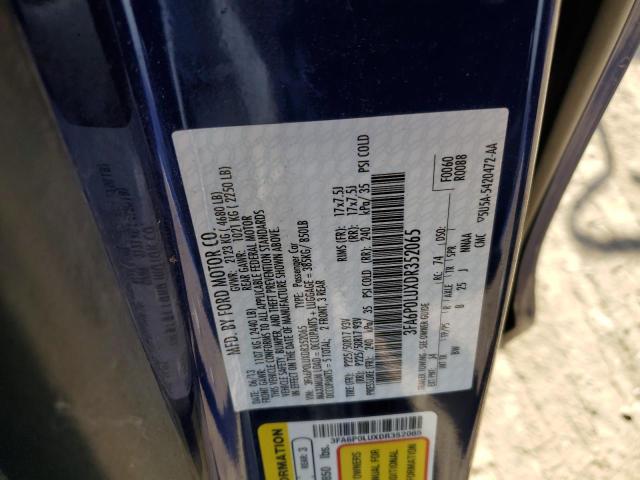 3FA6P0LUXDR352065 - 2013 FORD FUSION SE HYBRID BLUE photo 12