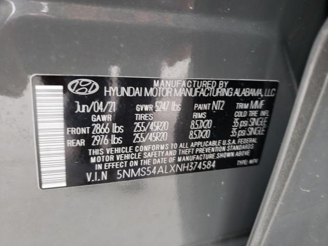 5NMS54ALXNH374584 - 2022 HYUNDAI SANTA FE CALLIGRAPHY GRAY photo 14