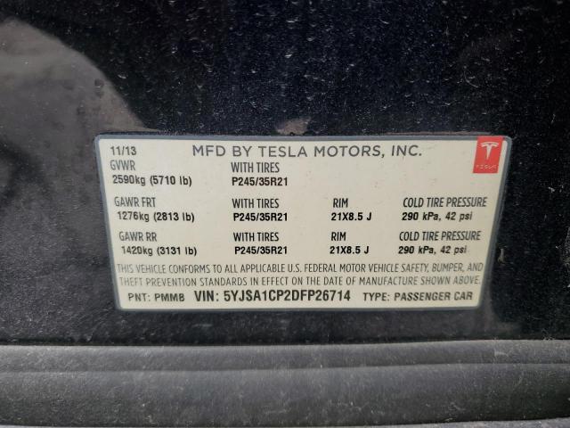 5YJSA1CP2DFP26714 - 2013 TESLA MODEL S BLUE photo 12