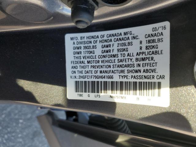 2HGFC1F79GH641666 - 2016 HONDA CIVIC EXL GRAY photo 13
