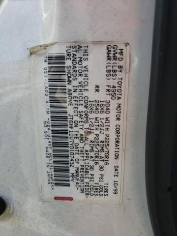 JT6HF10U7Y0107432 - 2000 LEXUS RX 300 WHITE photo 12