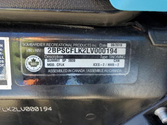 2BPSCFLK2LV000194 - 2020 SKI DOO SUMMIT X BLUE photo 10