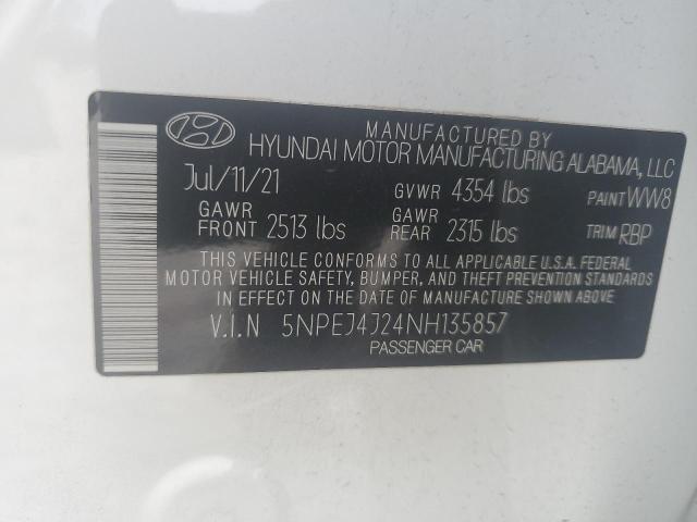 5NPEJ4J24NH135857 - 2022 HYUNDAI SONATA SEL PLUS WHITE photo 12