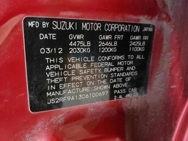 JS2RF9A13C6100697 - 2012 SUZUKI KIZASHI S RED photo 13