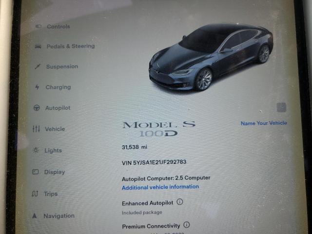 5YJSA1E21JF292783 - 2018 TESLA MODEL S Boz foto 9