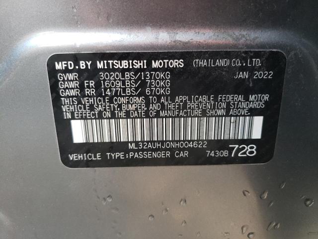 ML32AUHJ0NH004622 - 2022 MITSUBISHI MIRAGE ES SILVER photo 13