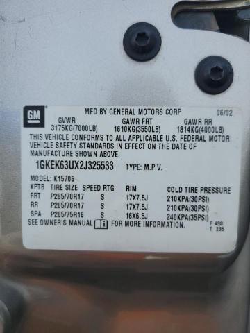 1GKEK63UX2J325533 - 2002 GMC DENALI GOLD photo 13
