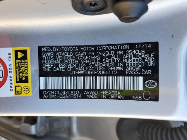 JTHBW1GG5F2086112 - 2015 LEXUS ES 300H SILVER photo 13