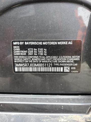 3MW5R7J03M8B51121 - 2021 BMW 330XI CHARCOAL photo 12