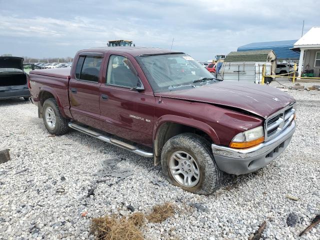 1B7HG48N12S616769 - 2002 DODGE DAKOTA QUAD SLT MAROON photo 4