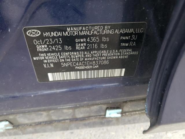 5NPEC4AC1EH837086 - 2014 HYUNDAI SONATA SE BLUE photo 13