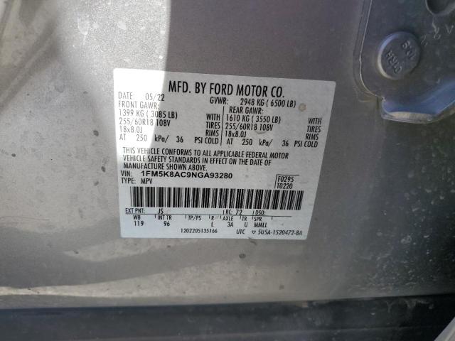 1FM5K8AC9NGA93280 - 2022 FORD EXPLORER POLICE INTERCEPTOR 银色 照片 13