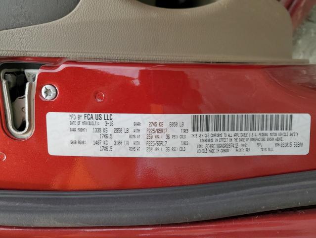 2C4RC1BGXGR287412 - 2016 CHRYSLER TOWN & COU TOURING მუქწითელი ფოტო 14