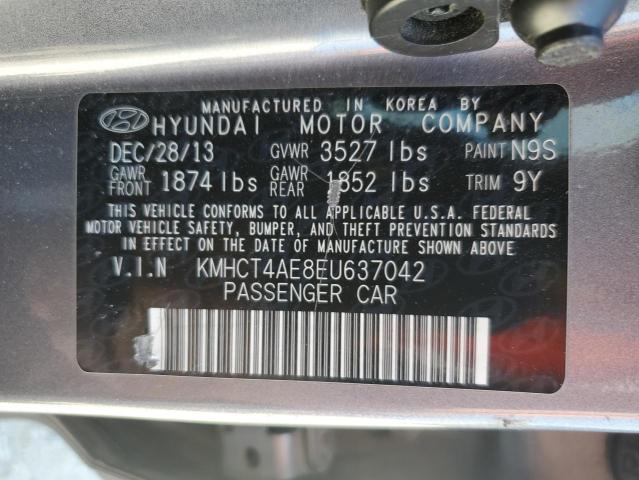 KMHCT4AE8EU637042 - 2014 HYUNDAI ACCENT GLS GRAY photo 13