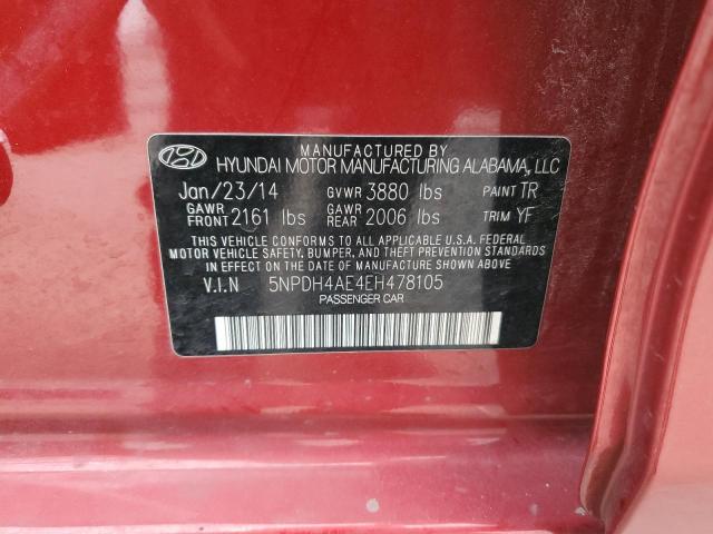 5NPDH4AE4EH478105 - 2014 HYUNDAI ELANTRA SE RED photo 13