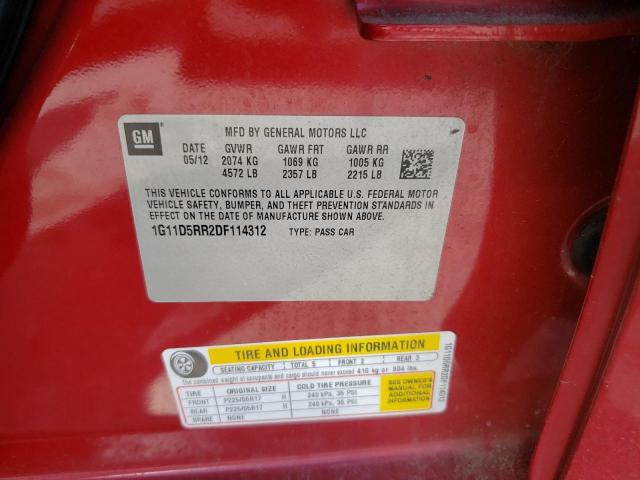 1G11D5RR2DF114312 - 2013 CHEVROLET MALIBU 1LT RED photo 12