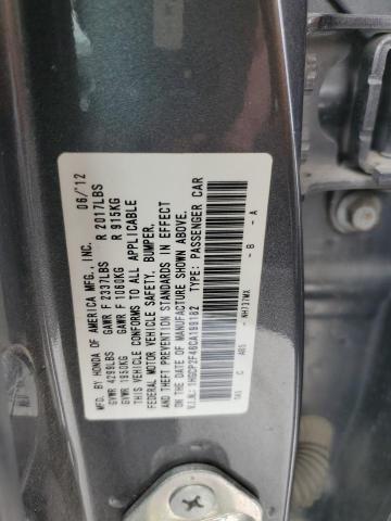 1HGCP2F46CA199182 - 2012 HONDA ACCORD LXP GRAY photo 12