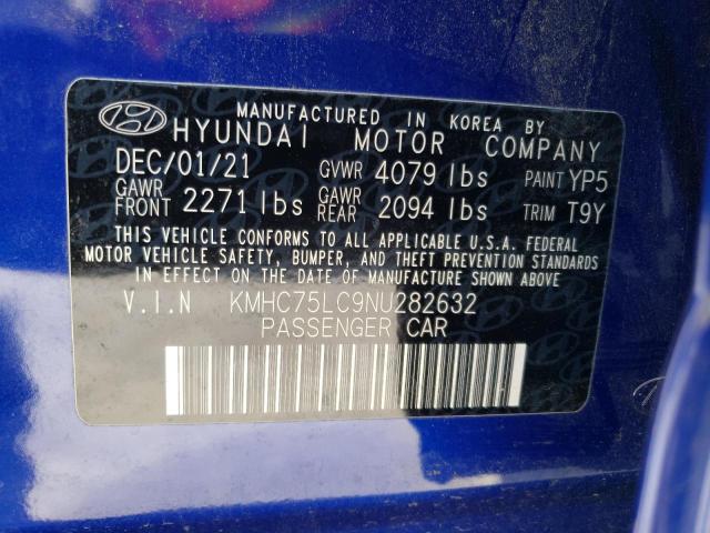 KMHC75LC9NU282632 - 2022 HYUNDAI IONIQ SE BLUE photo 12