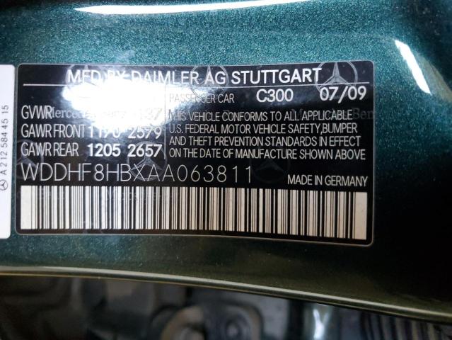 WDDHF8HBXAA063811 - 2010 MERCEDES-BENZ E 350 4MATIC GREEN photo 12