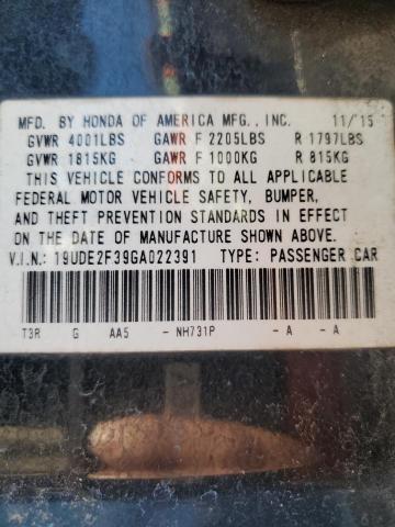 19UDE2F39GA022391 - 2016 ACURA ILX BASE WATCH PLUS BLACK photo 12