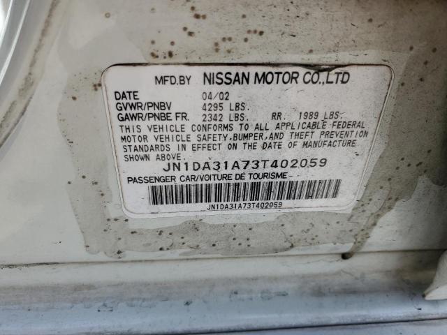 JN1DA31A73T402059 - 2003 NISSAN MAXIMA GLE WHITE photo 12