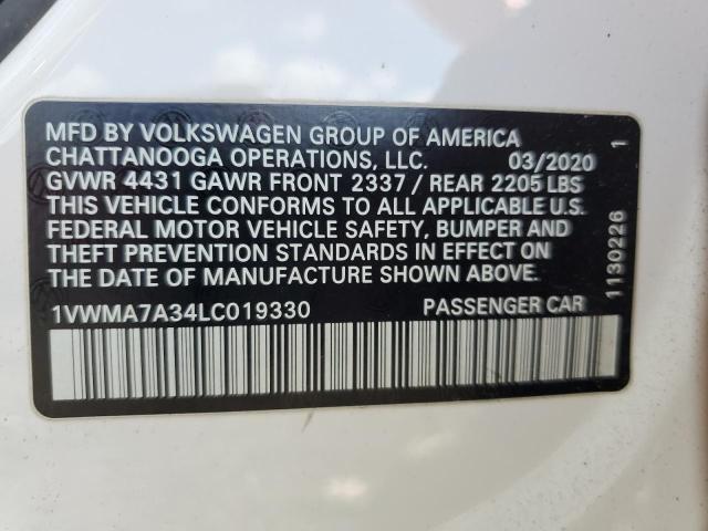 1VWMA7A34LC019330 - 2020 VOLKSWAGEN PASSAT R-LINE Ağ foto 12
