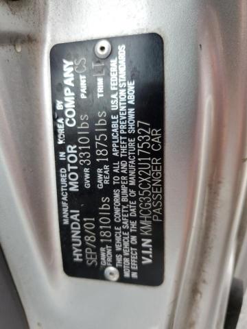 KMHCG35CX2U175327 - 2002 HYUNDAI ACCENT GS SILVER photo 12